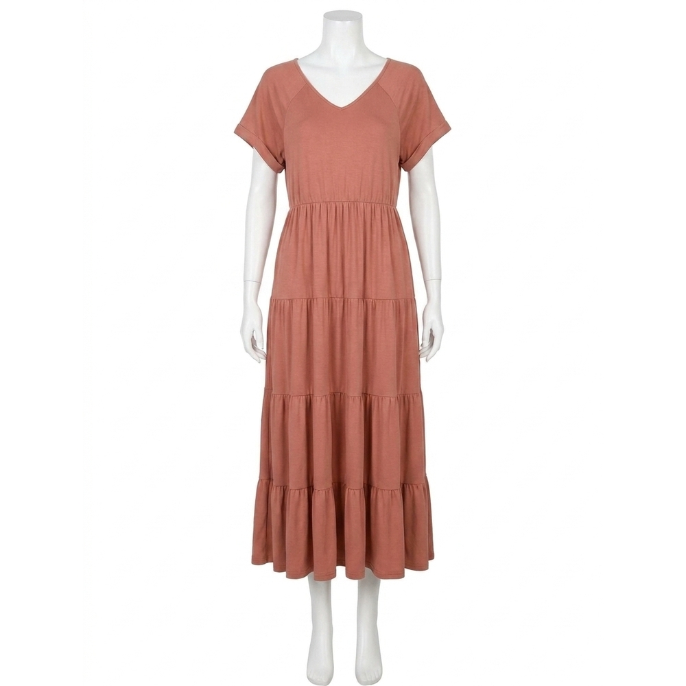 NEW UMGEE tiered v-neck maxi dress in clay - Picture 1 of 4